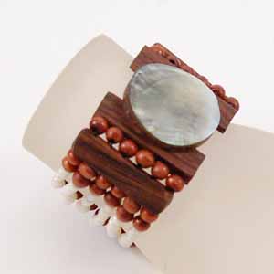 BRACCIALI ELASTICI CON MADREPERLA E LEGNO - Image 9