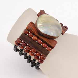 BRACCIALI ELASTICI CON MADREPERLA E LEGNO - Image 12