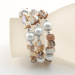 BRACCIALI IN METALLO E MADREPERLA COLORATE - Image 7