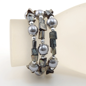 BRACCIALI IN METALLO E MADREPERLA COLORATE - Image 12