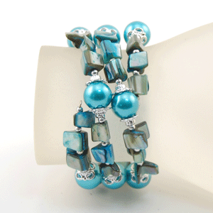 BRACCIALI IN METALLO E MADREPERLA COLORATE - Image 11