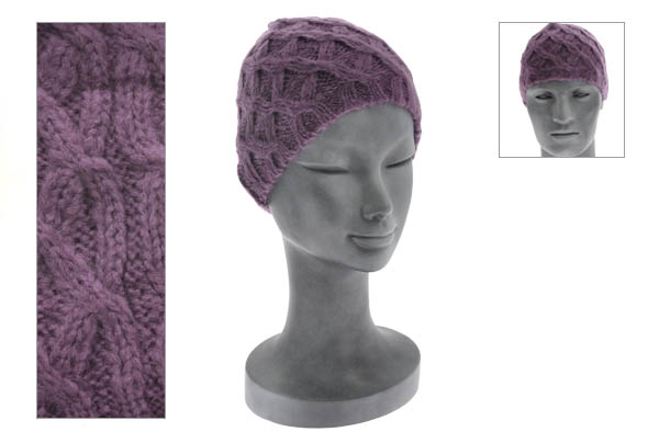 CUFFIA IN LANA LAVORATA A TRECCE - Image 14