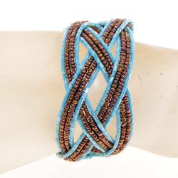 BRACCIALI DOPPIA TRECCIA 20 FILI PERLINE