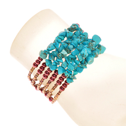 BRACCIALI RIGIDI 6 FILI CON PERLINE E PIETRE