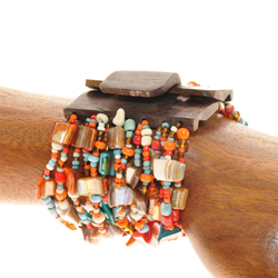 BRACCIALI ELASTICI  14 FILI NUGED MIX CON FIBBIA IN LEGNO