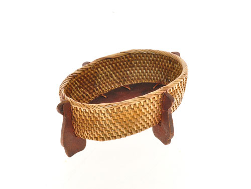 CIOTOLA IN RATTAN E LEGNO TONDA CON PIEDISTALLO DIAMETRO CM 14 - Image 6