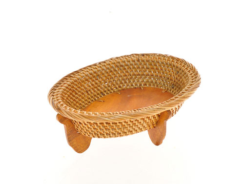 CIOTOLA IN RATTAN E LEGNO TONDA CON PIEDISTALLO DIAMETRO CM 14 - Image 7