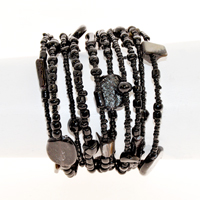 BRACCIALI RIGIDI 10 FILI PERLE GROSSE E VETRO