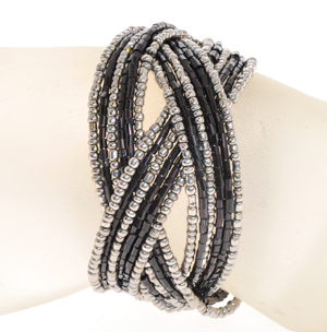 BRACCIALI DOPPIA TRECCIA 18 FILI PERLINE - Image 5