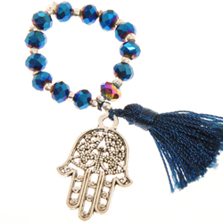 ANELLI ELASTICO TASSEL KRISTAL FATIMA HAND COLORE ARGENTO