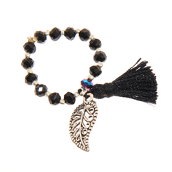 ANELLI ELASTICO TASSEL KRISTAL FOGLIE COLORE ARGENTO