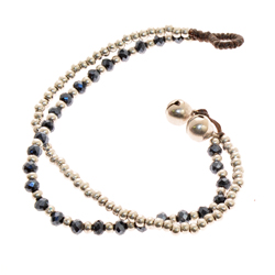 BRACCIALI 2 LINES COMB CRYSTAL W/BUTTON SILVER