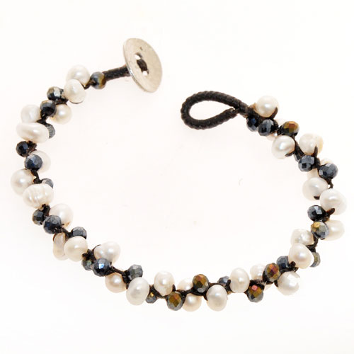 BRACCIALI 3 LINES CRYSTAL COMB PEARL OVAL BUTTON - Image 10