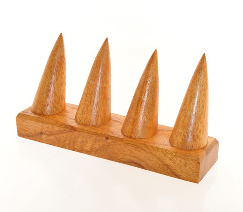 ESPOSITORE IN LEGNO PER ANELLI 4 CONI 16 X 4 X 8 CM - Image 2