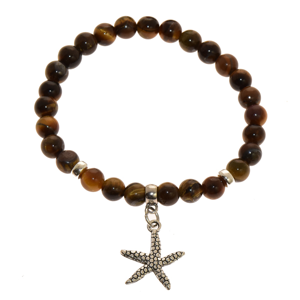 BRACCIALI ELASTICI PIETRA 6MM CHARMS STELLA MARINA SILVER PLATED - Image 4