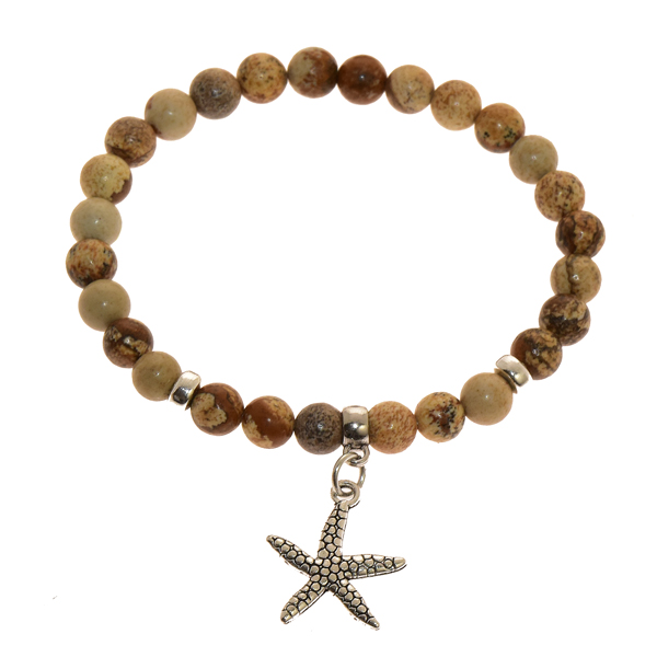 BRACCIALI ELASTICI PIETRA 6MM CHARMS STELLA MARINA SILVER PLATED - Image 6