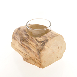 PORTACANDELE COFFEE WOOD WITH GLASS 1 HOLE