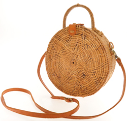 BORSE RATTAN LONG HANDLE TONDO 20 X 7 CM STAR MOTIF