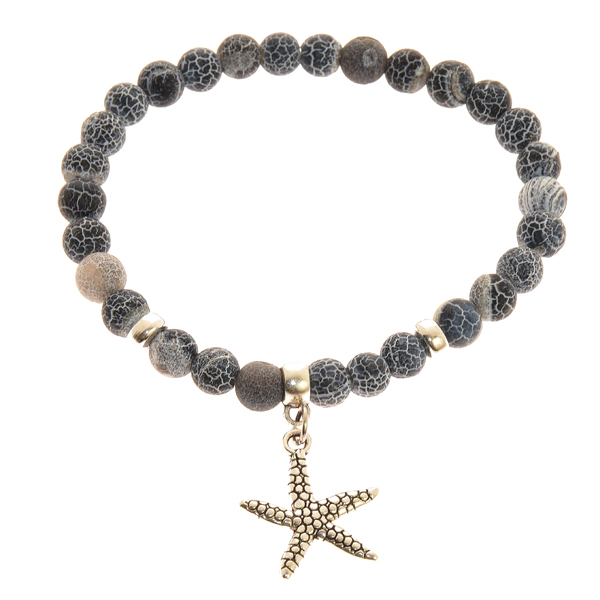 BRACCIALI ELASTICI PIETRA 6MM CHARMS STELLA MARINA SILVER PLATED - Image 2