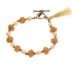 BRACCIALE GANITRI COMB PERLE DI FIUME E PIETRE DURE DI MM 6 E TASSEL