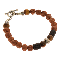 BRACCIALI DA UOMO GANITRI RUDRASKA COMB PIETRA E SILVER PLATED