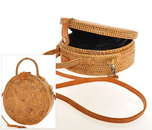 BORSE RATTAN LONG HANDLE TONDO 20 X 7 CM STAR MOTIF - Image 2