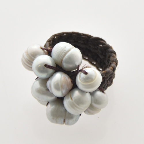 ANELLI GRAPPOLO CON PERLE DI FIUME E CORDINO CERATO - Image 2