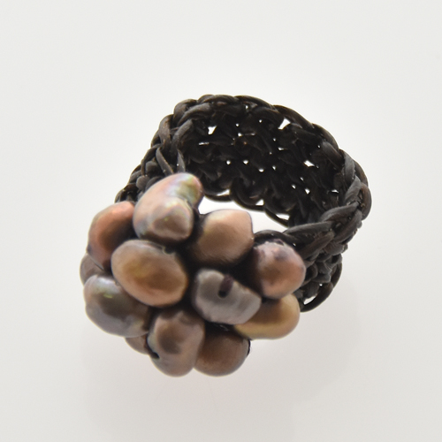 ANELLI GRAPPOLO CON PERLE DI FIUME E CORDINO CERATO - Image 3