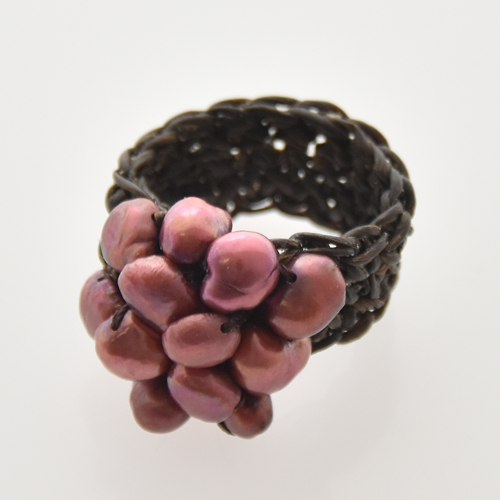 ANELLI GRAPPOLO CON PERLE DI FIUME E CORDINO CERATO - Image 4