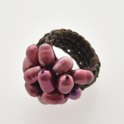 ANELLI GRAPPOLO CON PERLE DI FIUME E CORDINO CERATO - Image 5