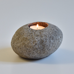 PORTA CANDELA DI PIETRA CM 12