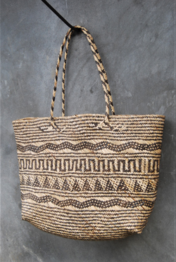 BORSA SHOPPER IN RATTAN COMB PELLE 32X45 CM