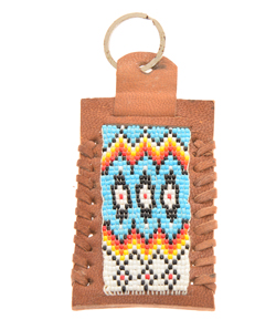 PORTACHIAVI IN CUOIO E PERLINE PICCOLO