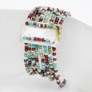 BRACCIALI PERLINE 8 FILI RETTANGOLO MADREPERLA - Image 2