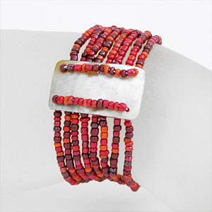 BRACCIALI PERLINE 8 FILI RETTANGOLO MADREPERLA - Image 3