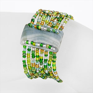 BRACCIALI PERLINE 8 FILI RETTANGOLO MADREPERLA - Image 4