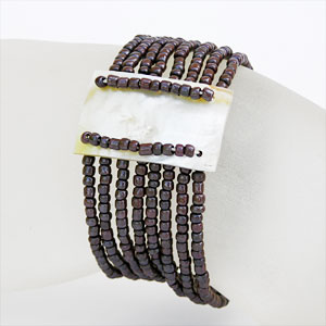 BRACCIALI PERLINE 8 FILI RETTANGOLO MADREPERLA - Image 5