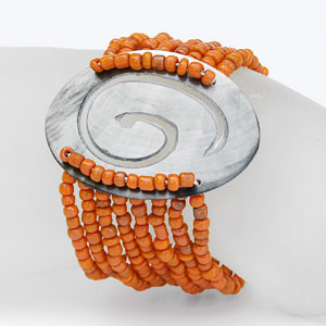 BRACCIALI PERLINE 8 FILI MADREPERLA SPIRALE OVALE BIG - Image 2