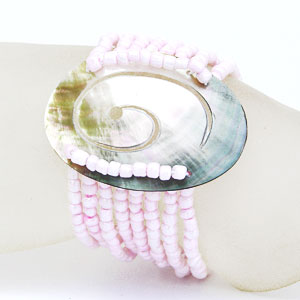 BRACCIALI PERLINE 8 FILI MADREPERLA SPIRALE OVALE BIG - Image 3