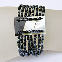 BRACCIALI PERLINE 8 FILI CIONDOLO MADREPERLA