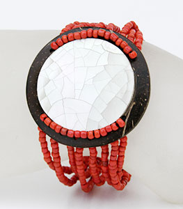 BRACCIALI PERLINE 8 FILI COCCO MADREPERLA TONDO - Image 2