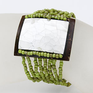 BRACCIALI PERLINE 8 FILI COCCO MADREPERLA RETTANGOLO - Image 3