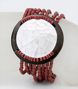 BRACCIALI PERLINE 8 FILI COCCO MADREPERLA TONDO - Image 4