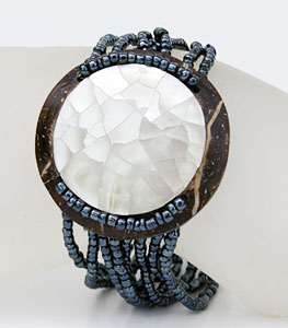 BRACCIALI PERLINE 8 FILI COCCO MADREPERLA TONDO - Image 5