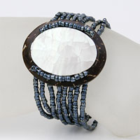 BRACCIALI PERLINE 8 FILI COCCO MADREPERLA OVALE