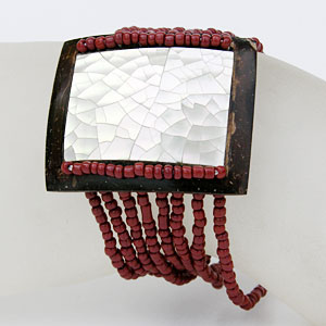 BRACCIALI PERLINE 8 FILI COCCO MADREPERLA RETTANGOLO - Image 4