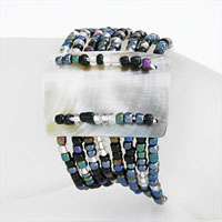 BRACCIALI PERLINE 8 FILI MADREPERLA RETTANG BIG