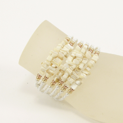 BRACCIALI RIGIDI 6 FILI CON PERLINE E PIETRE - Image 6