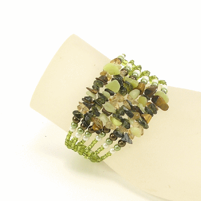 BRACCIALI RIGIDI 6 FILI CON PERLINE E PIETRE - Image 4