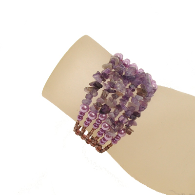 BRACCIALI RIGIDI 6 FILI CON PERLINE E PIETRE - Image 3